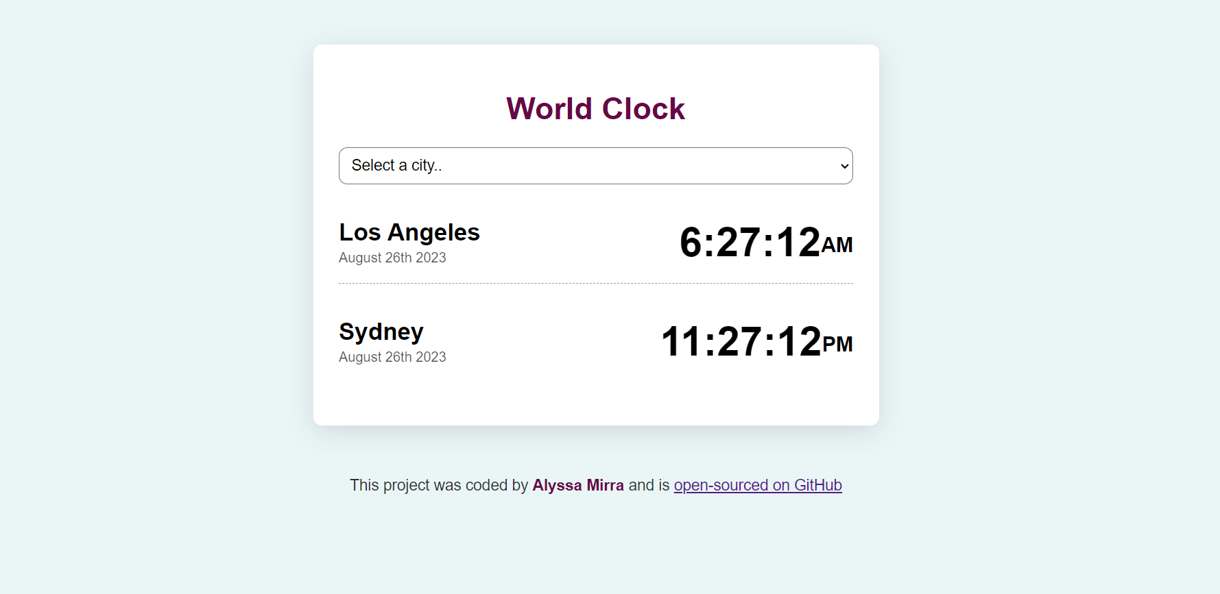 World Clock project preview